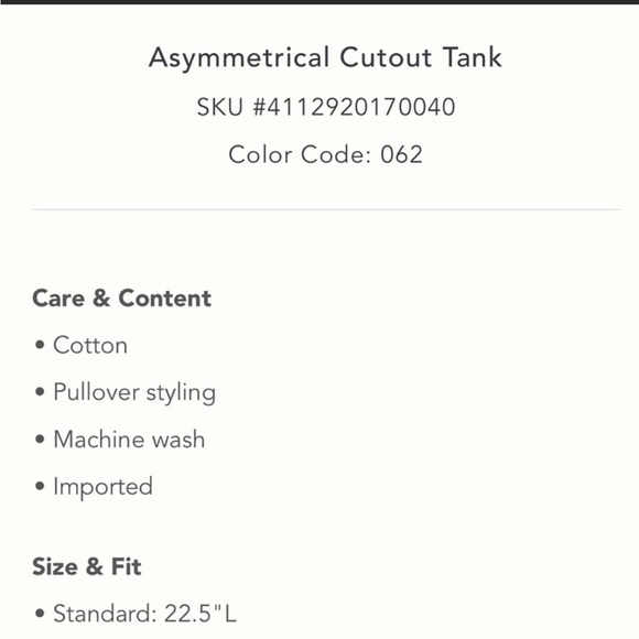 🌷SALE 3/$21🌷Anthropologie Asymmetrical Cutout Tank NWT - Picture 6 of 11